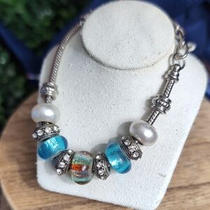 Venetian Glass Slider Charm Bracelet